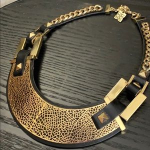 Bcbg Max Azria leather statement necklace